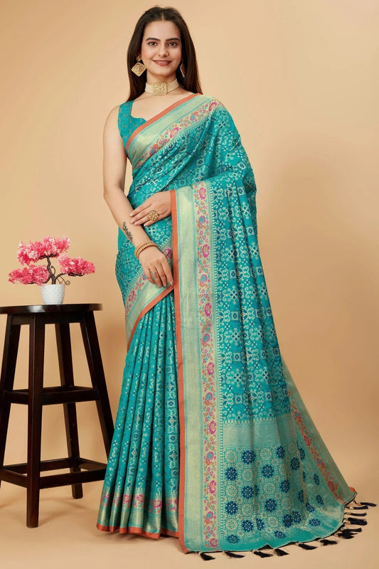 Sky Blue Colour Patola Silk Saree SD1110087