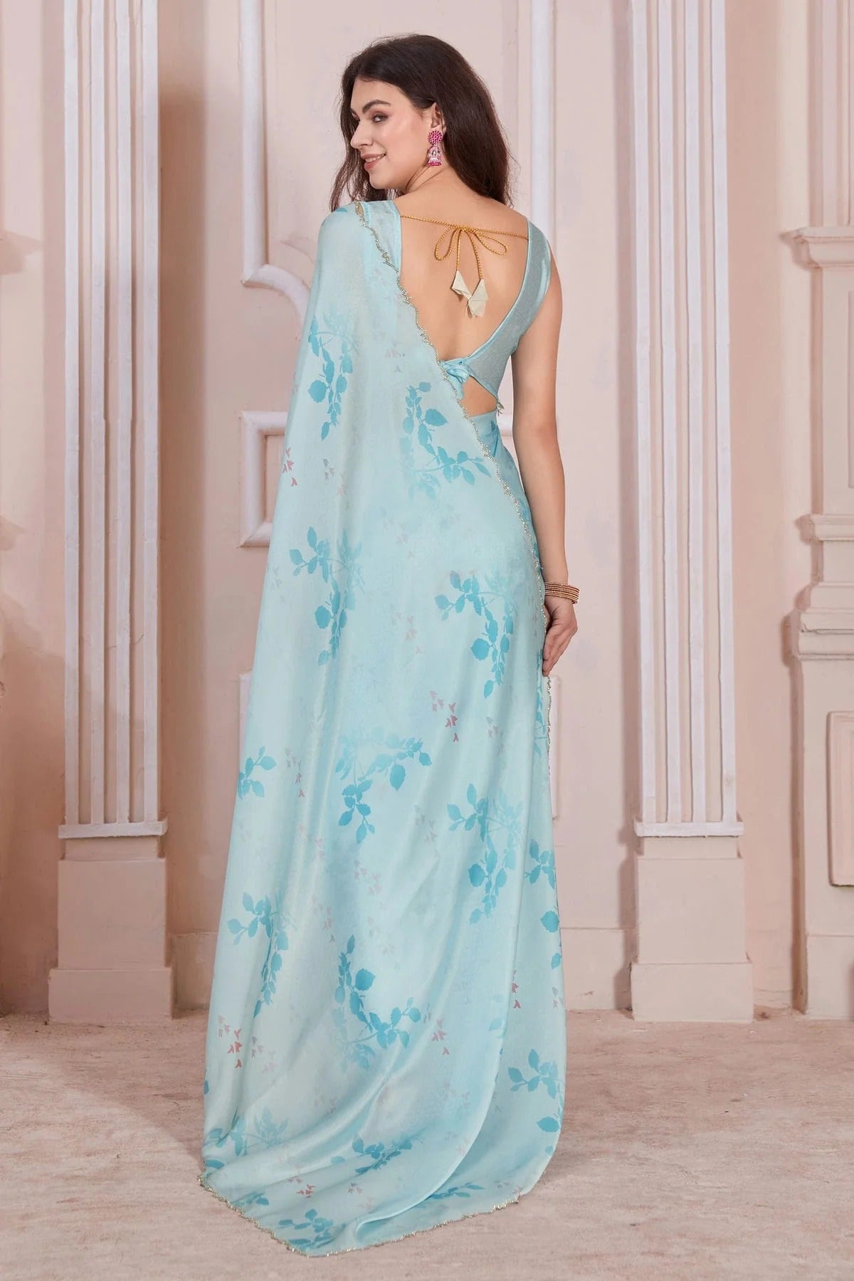 Sky Blue Colour Pure Satin Designer Saree LC1121734 A