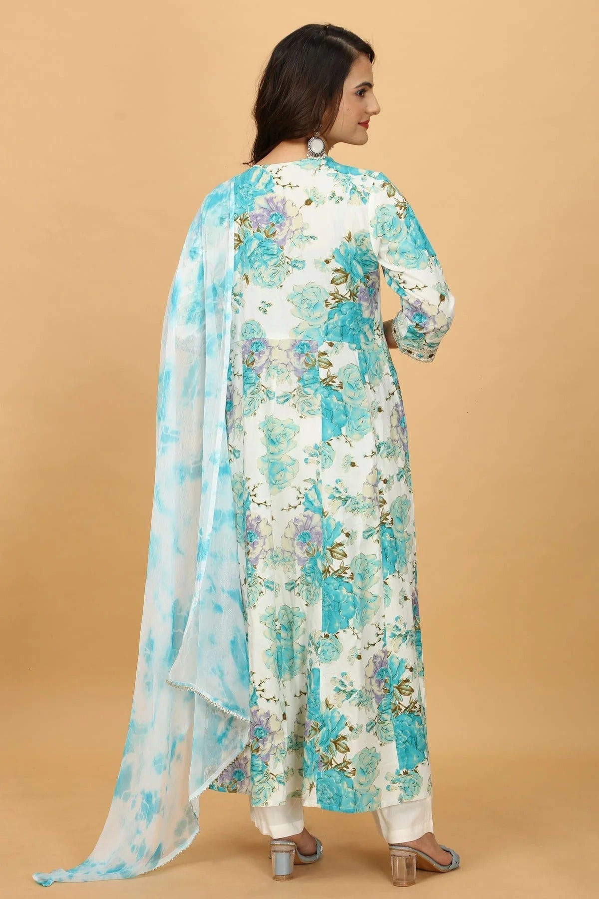 Sky Blue Colour Rayon Cotton Readymade Anarkali Suit SS1140414 A