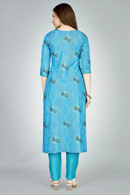Sky Blue Colour Rayon Kurta And Pant Set KR1111308 A