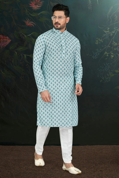 Sky Blue Colour Rayon Kurta Pajama KP1040485