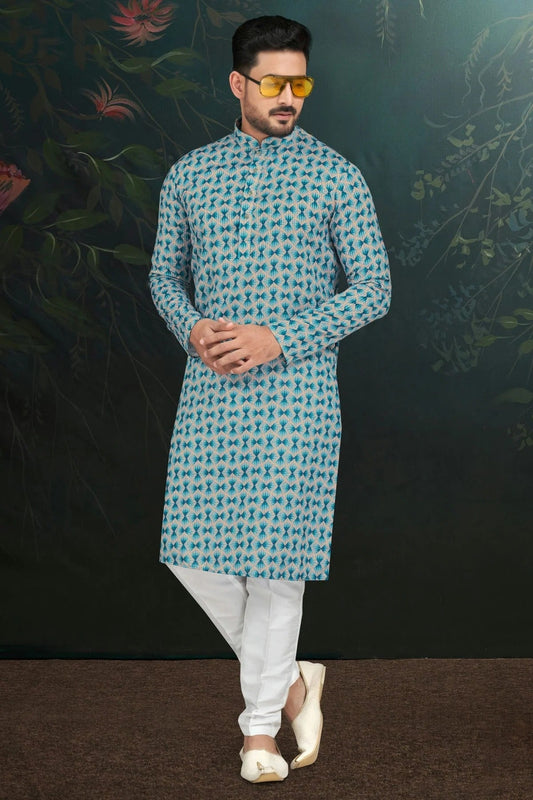 Sky Blue Colour Rayon Kurta Pajama KP1040487