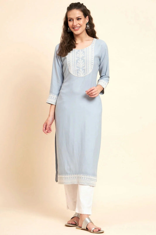 Sky Blue Colour Rayon Kurti KR1111067