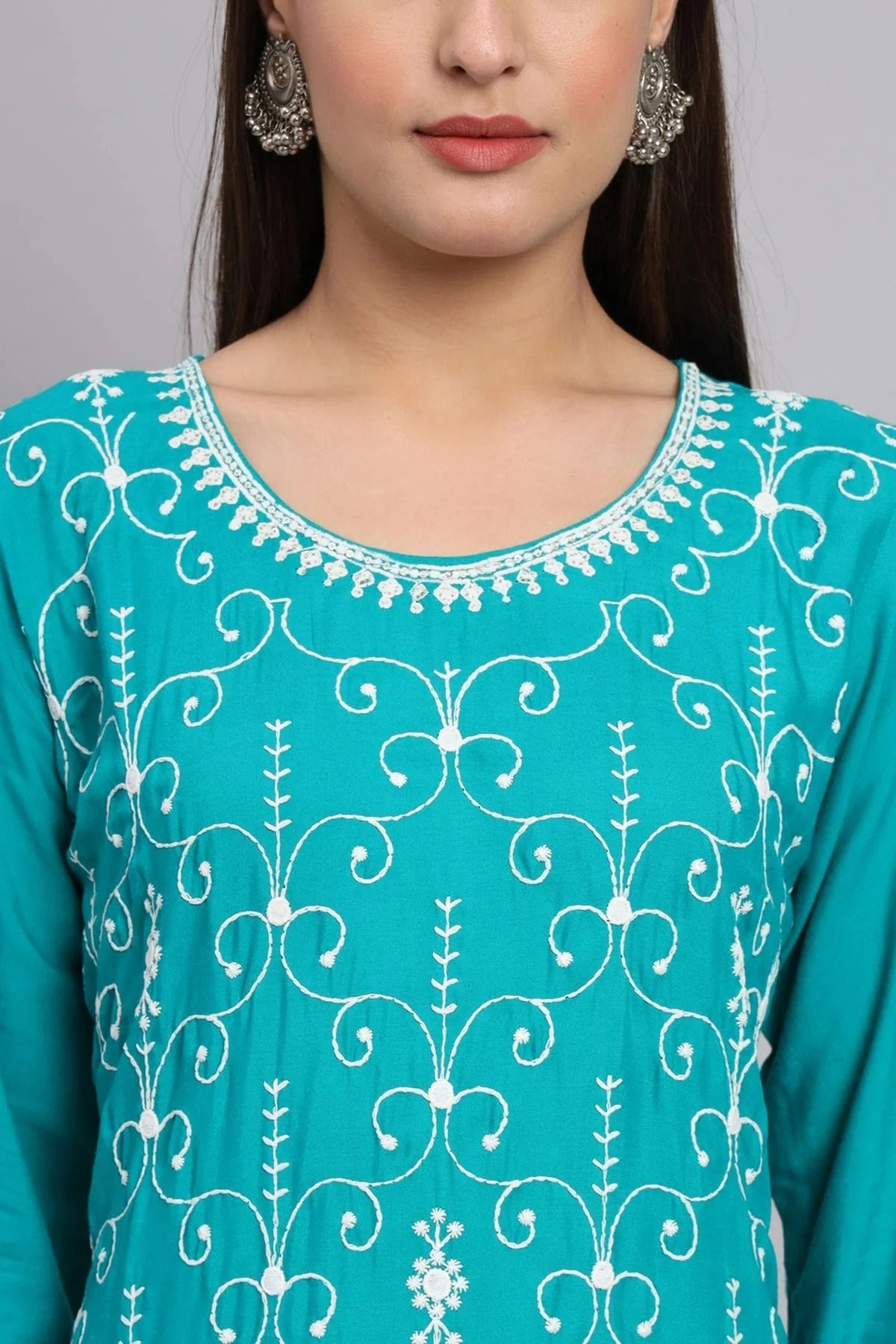 Sky Blue Colour Rayon Kurti KR1111093 A