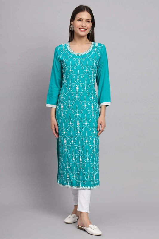 Sky Blue Colour Rayon Kurti KR1111093