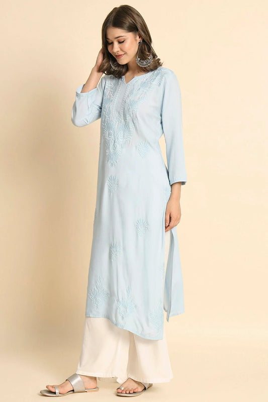 Sky Blue Colour Rayon Kurti KR1111115