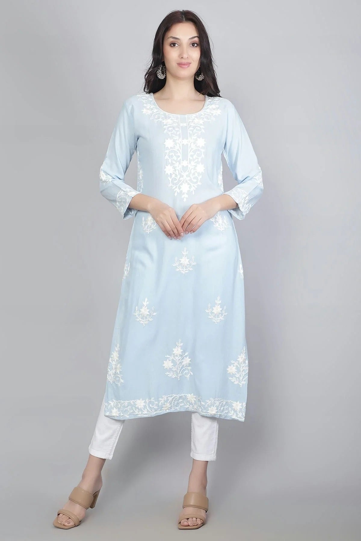 Sky Blue Colour Rayon Kurti KR1111121