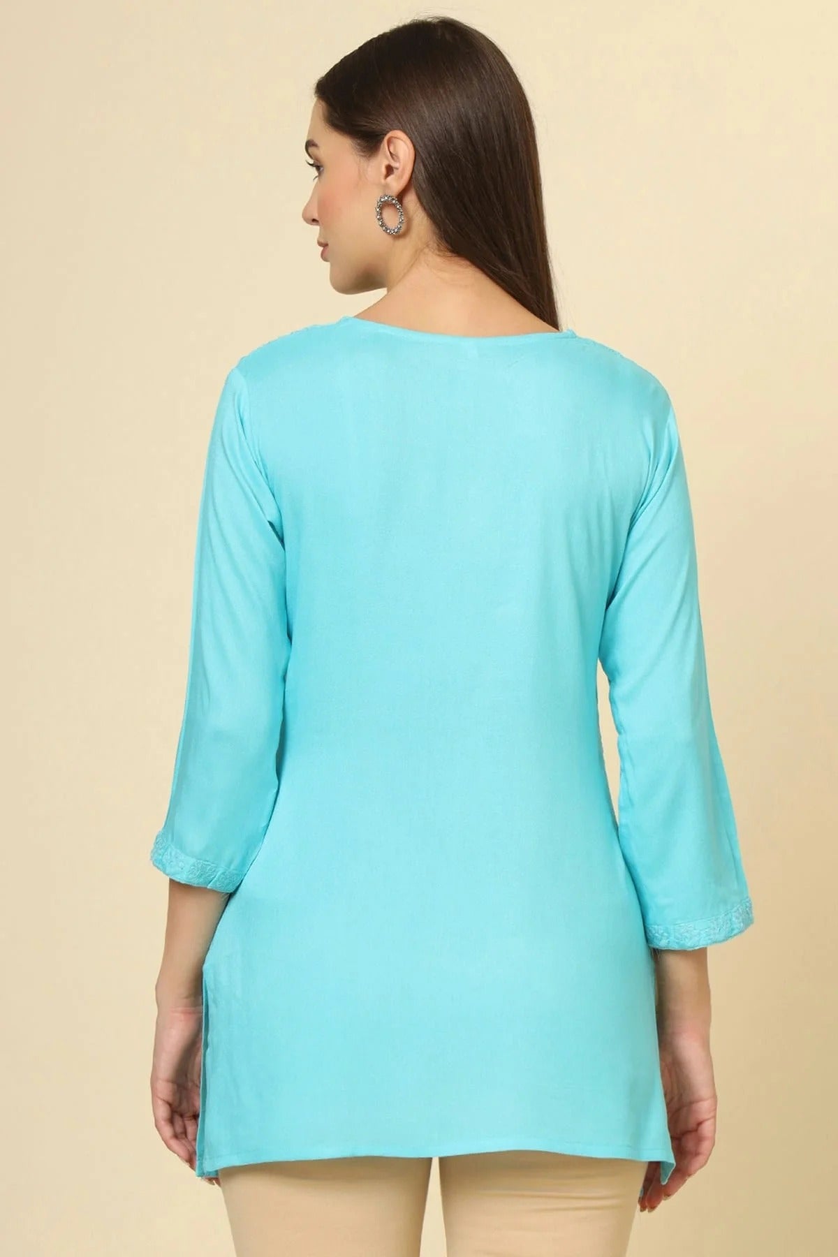 Sky Blue Colour Rayon Readymade Top TP1110872 A