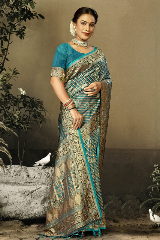 Sky Blue Colour Satin Silk Traditional Saree SD1102439