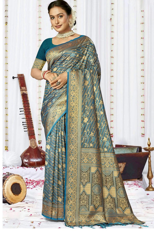 Sky Blue Colour Satin Silk Traditional Saree SD1102450
