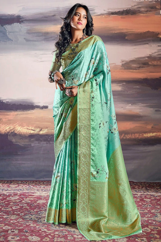 Sky Blue Colour Satin Traditional Saree SD1290240
