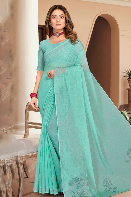 Sky Blue Colour Silk Designer Saree LC1121451