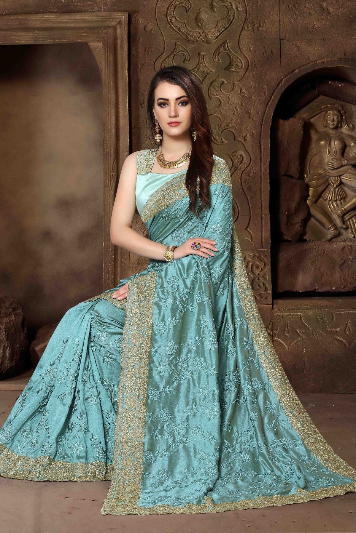 Sky Blue Colour Silk Designer Saree SD1120440 A