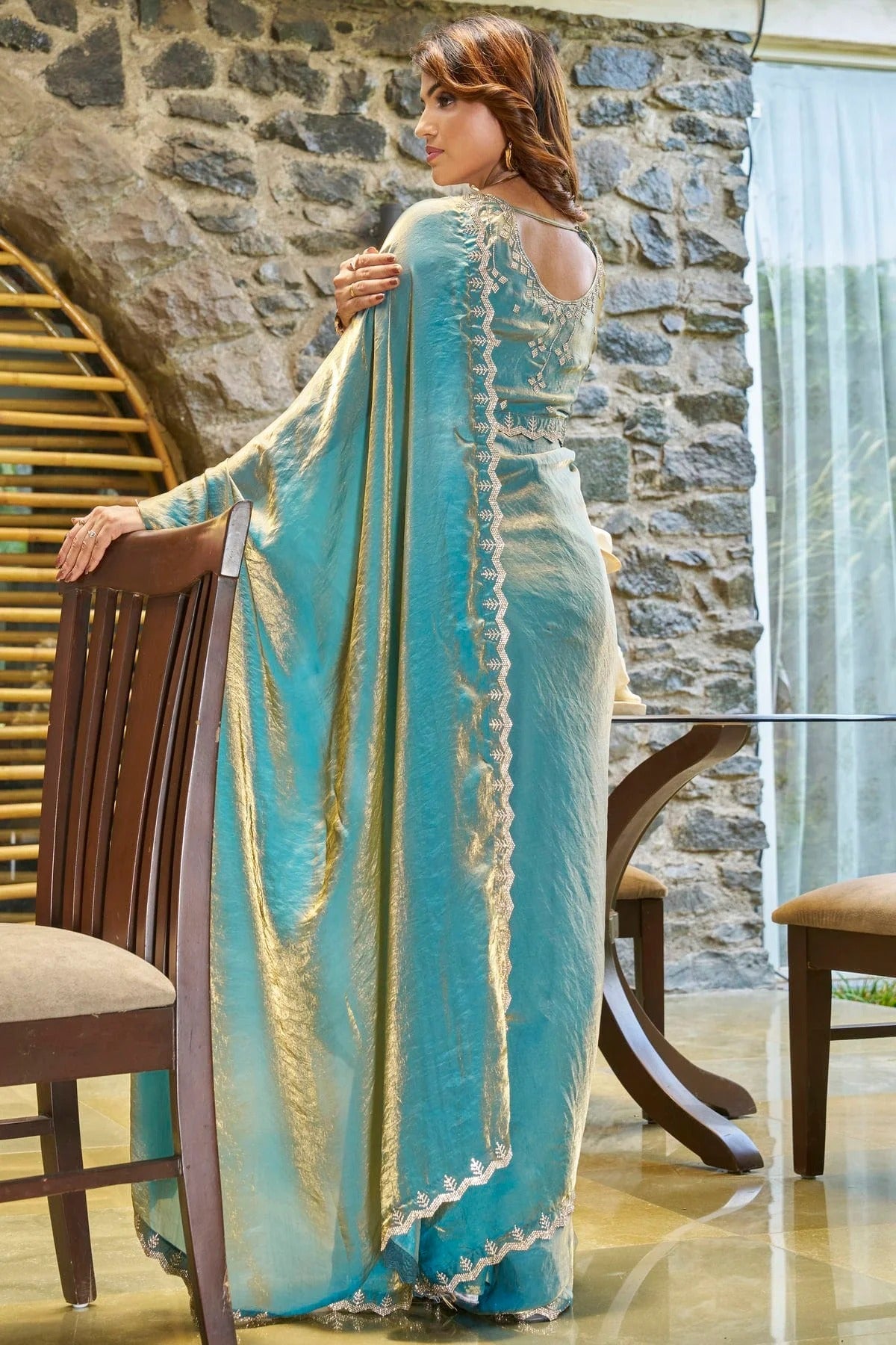 Sky Blue Colour Silk Designer Saree SD1121904 A