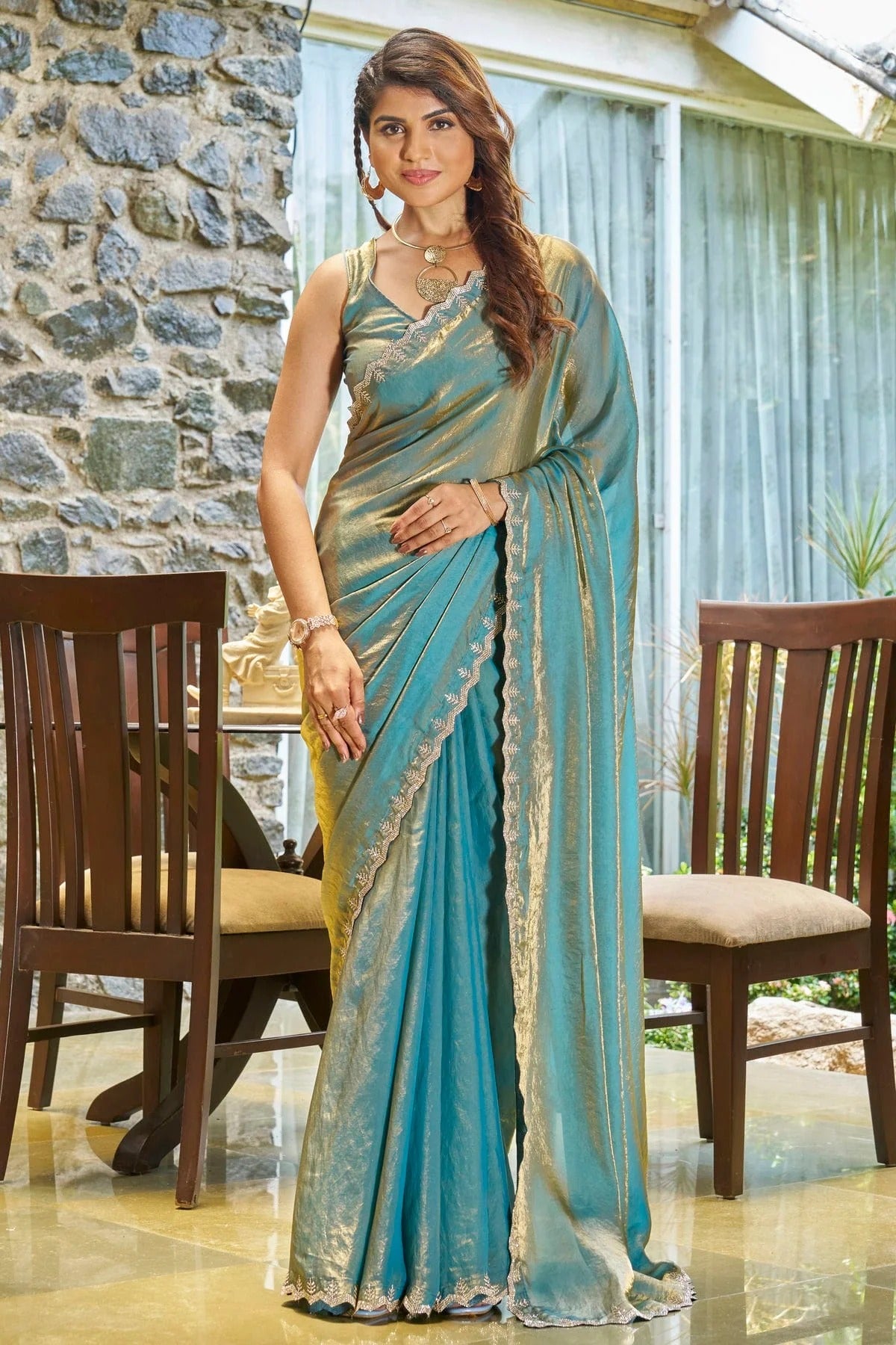 Sky Blue Colour Silk Designer Saree SD1121904