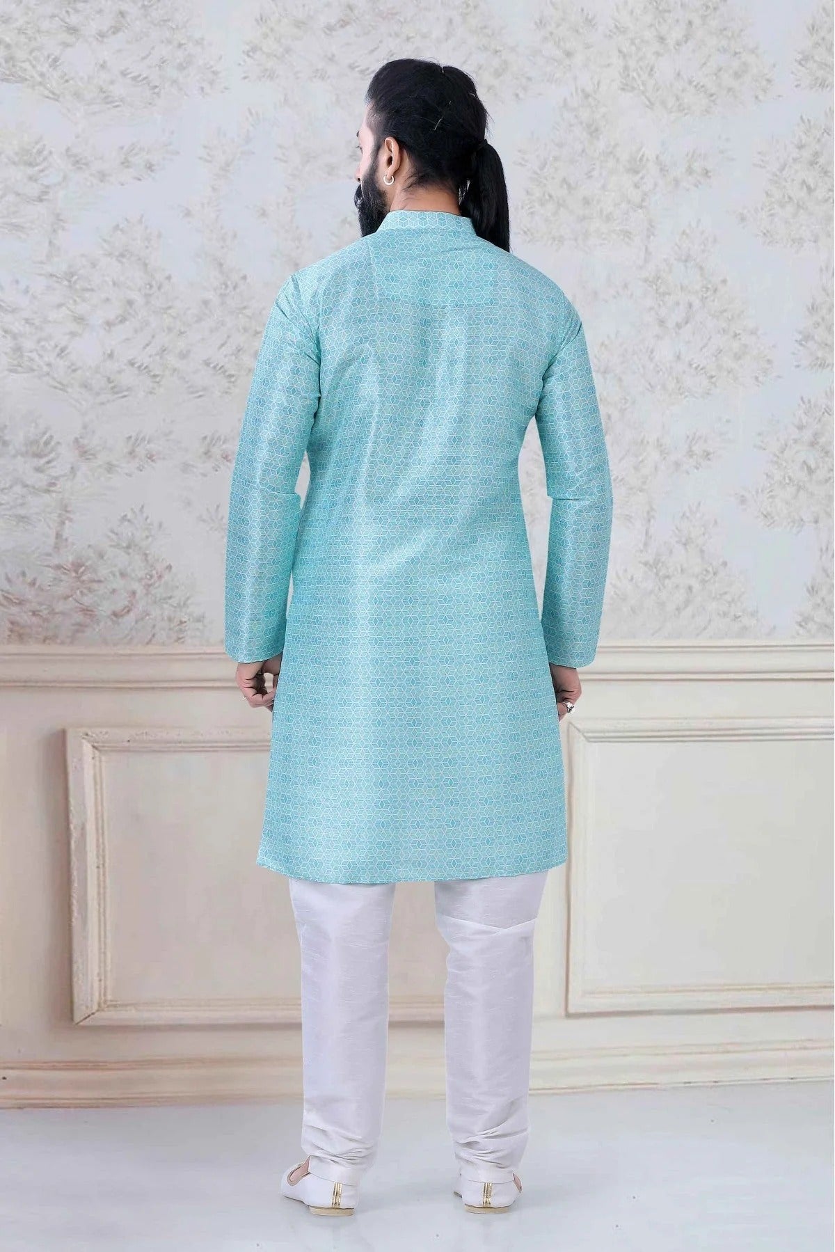 Sky Blue Colour Silk Festival Wear Kurta Pajama KP1130053 A