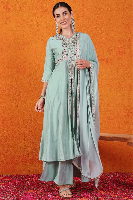 Sky Blue Colour Silk Stitched Salwar Suit SS1111409