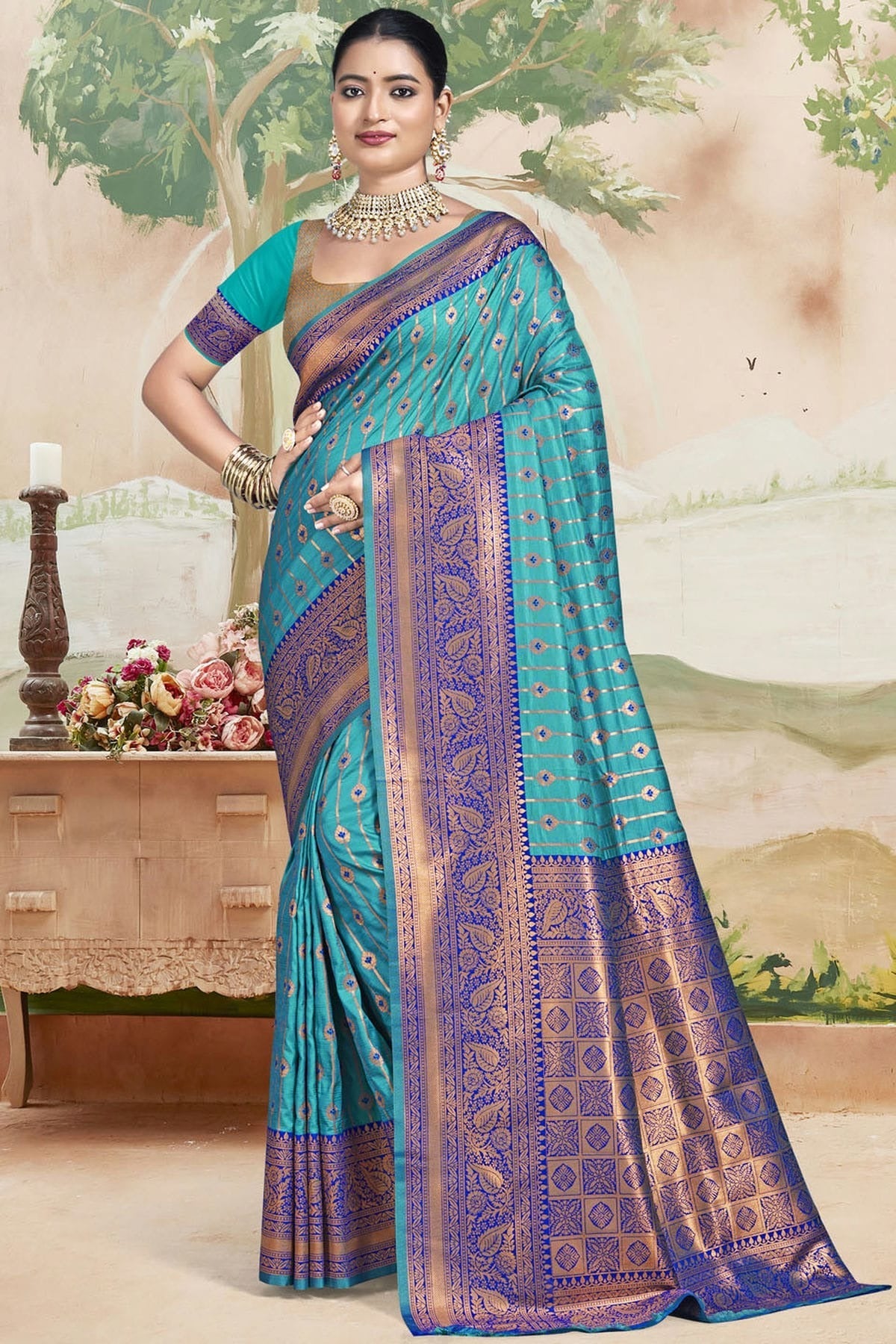 Sky Blue Colour Silk Traditional Saree SD1102575