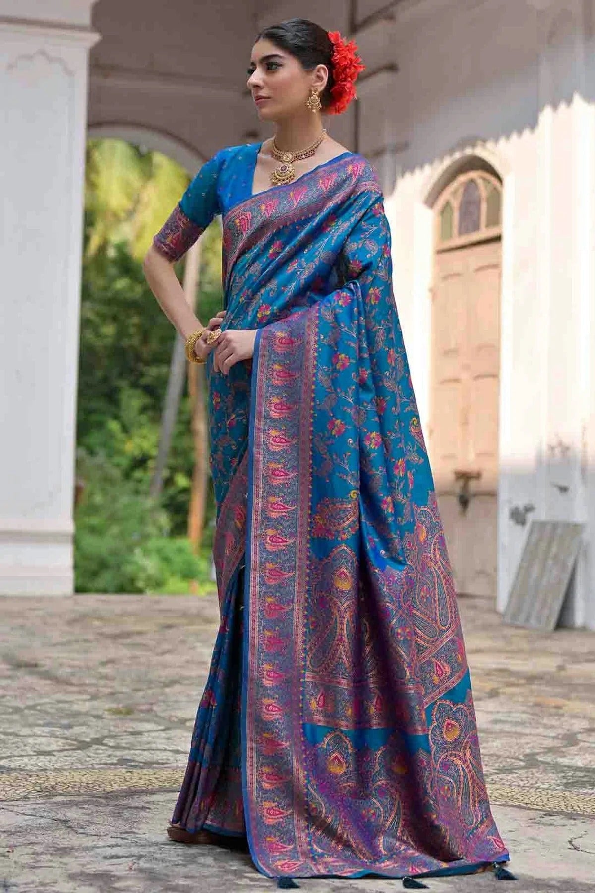 Sky Blue Colour Silk Traditional Saree SD1260048 A