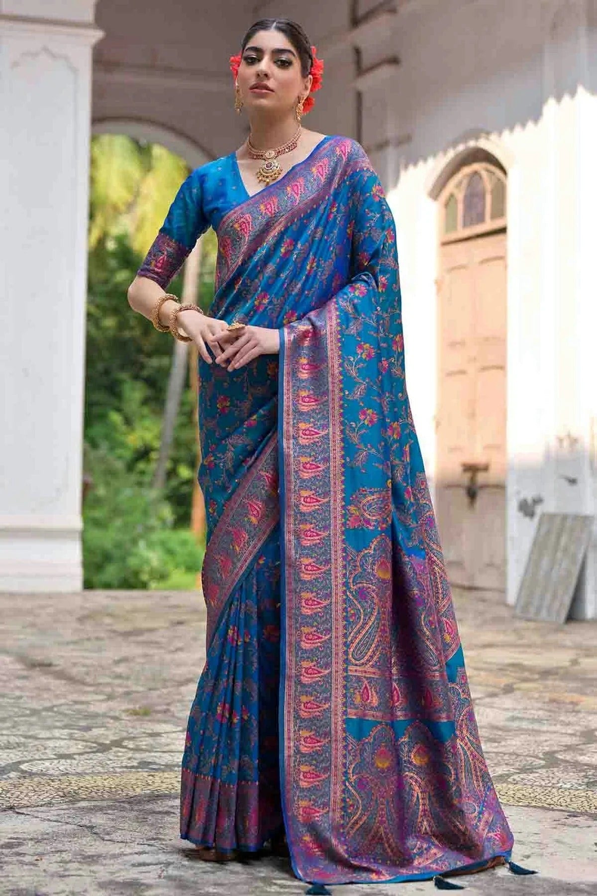 Sky Blue Colour Silk Traditional Saree SD1260048