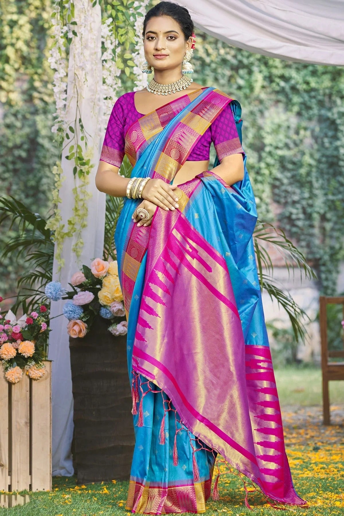 Sky Blue Colour Silk Woven Work Traditional Saree SD1102795