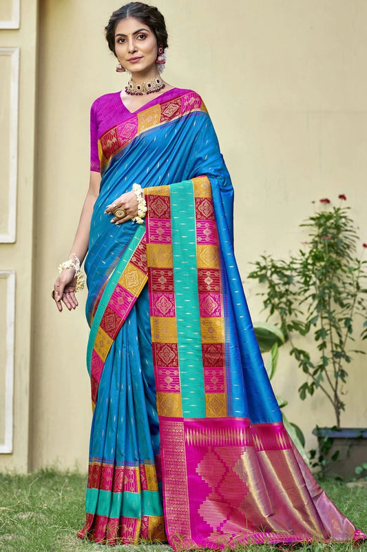 Sky Blue Colour Silk Woven Work Traditional Saree SD1102797