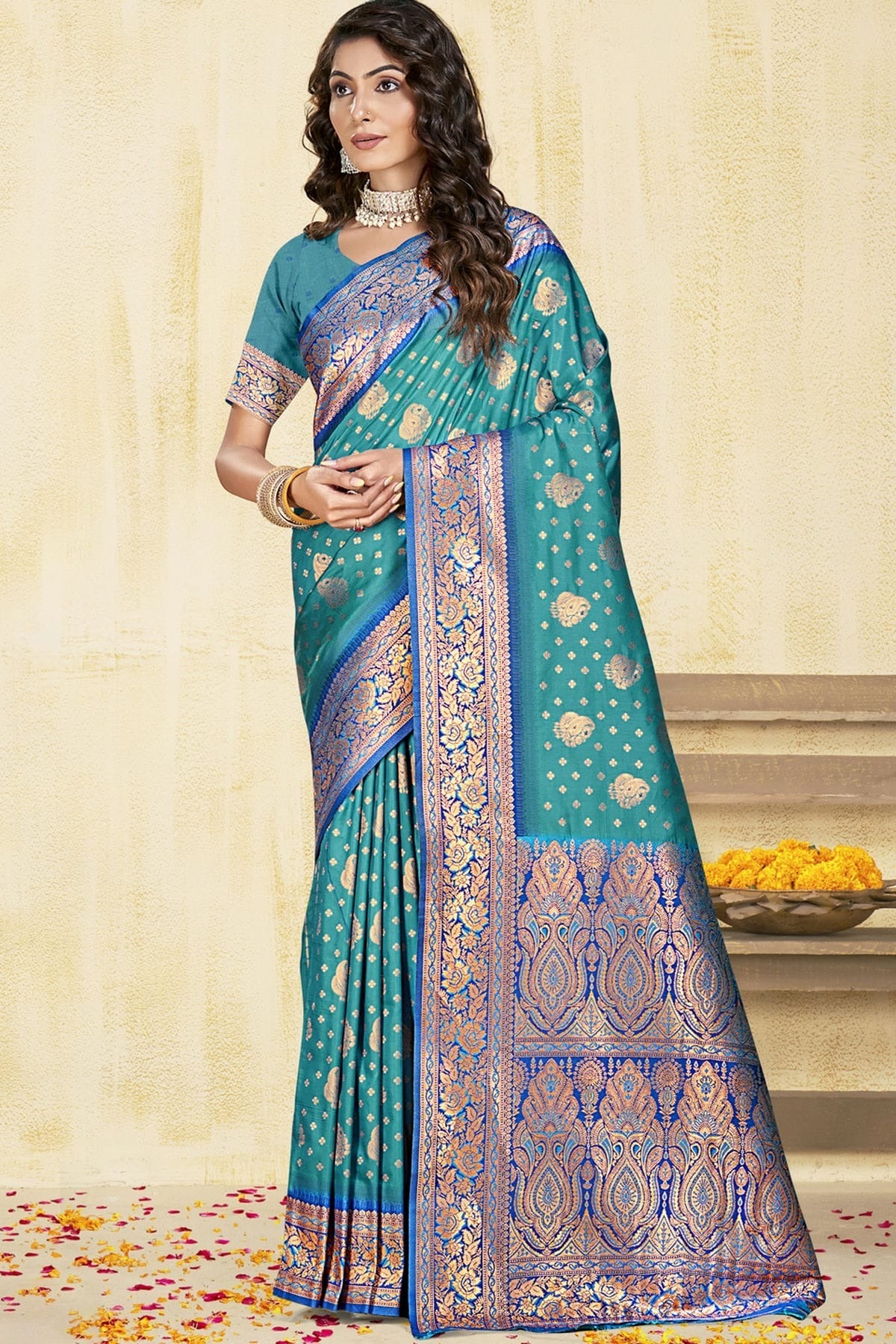 Sky Blue Colour Silk Woven Work Traditional Saree SD1102923