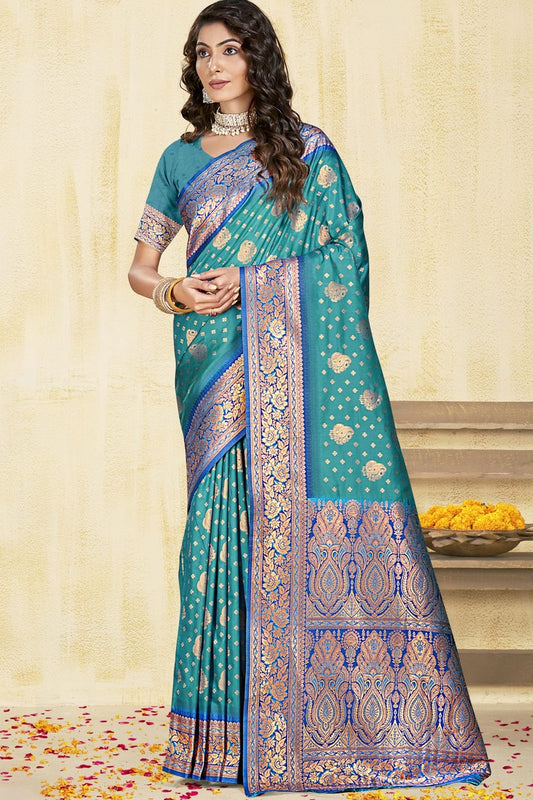 Sky Blue Colour Silk Woven Work Traditional Saree SD1102923