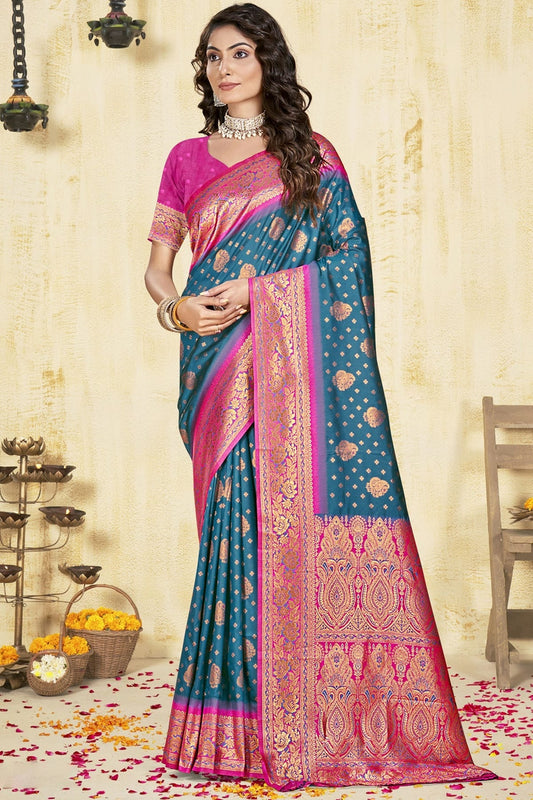 Sky Blue Colour Silk Woven Work Traditional Saree SD1102925