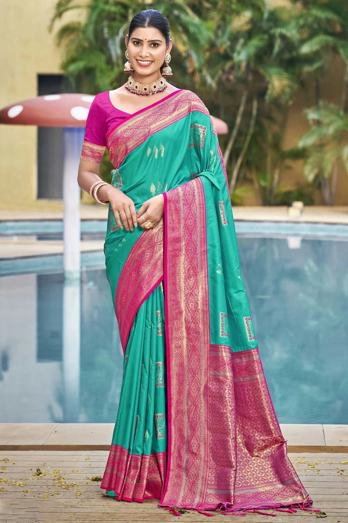 Sky Blue Colour Silk Woven Work Traditional Saree SD1102945
