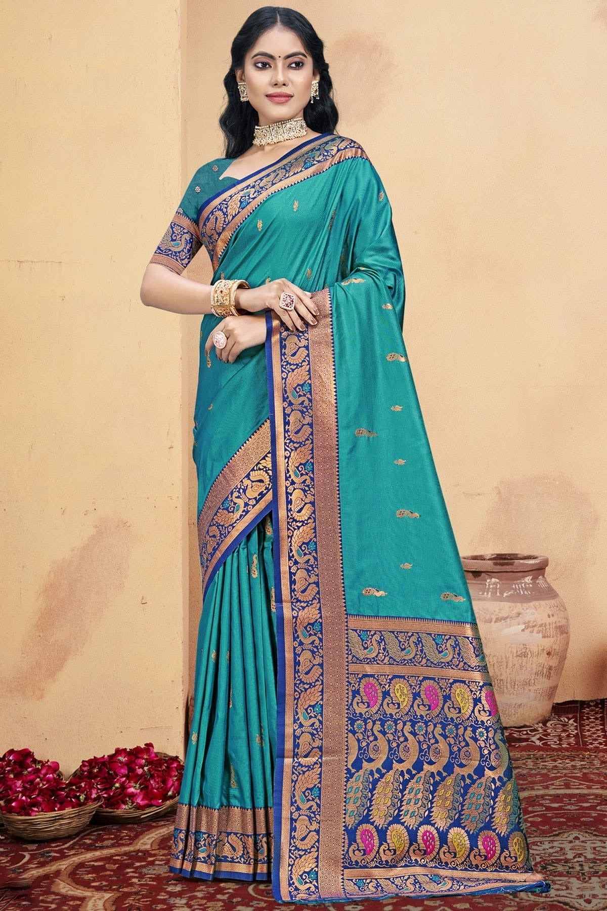 Sky Blue Colour Silk Woven Work Traditional Saree SD1102950