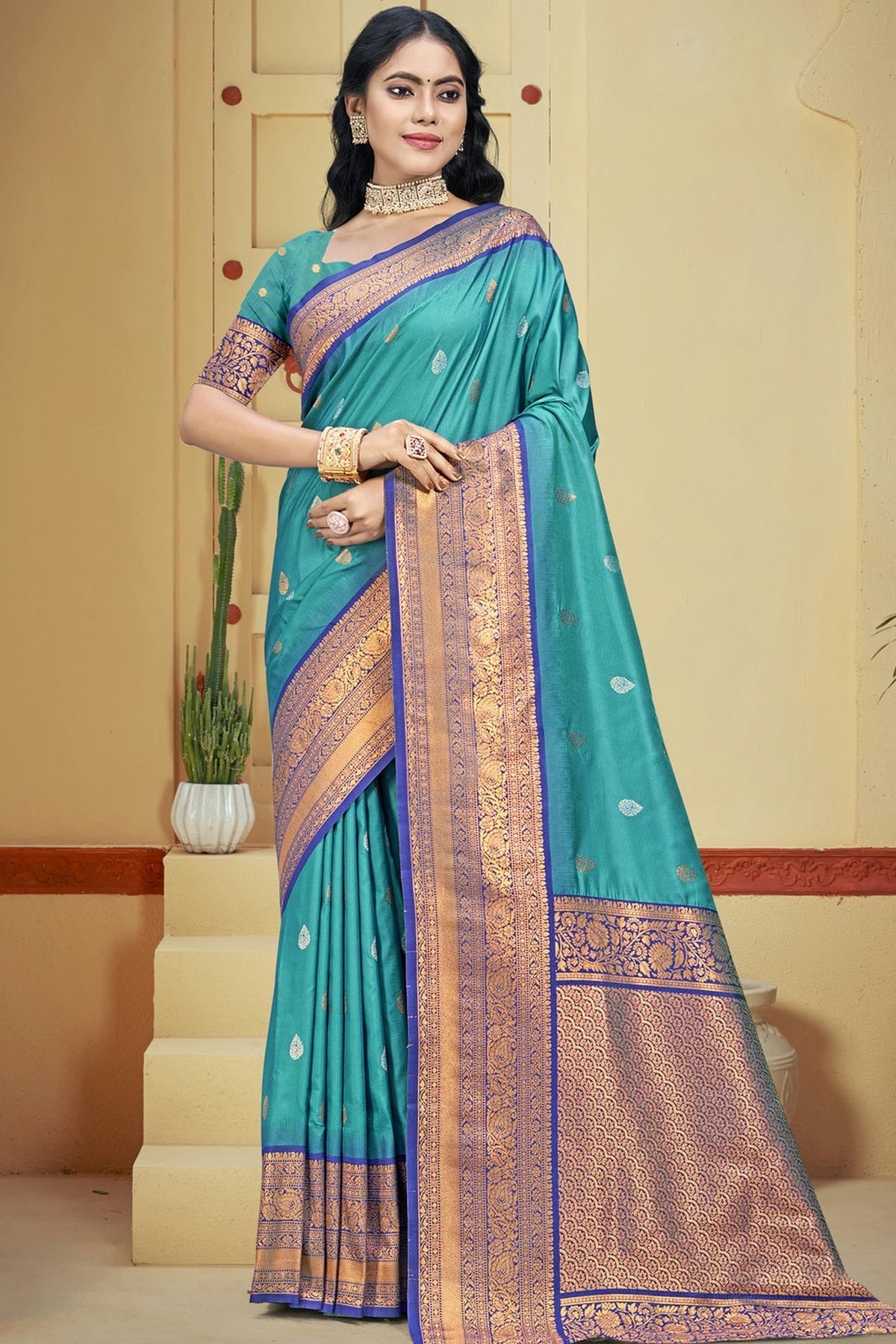 Sky Blue Colour Silk Woven Work Traditional Saree SD1102963