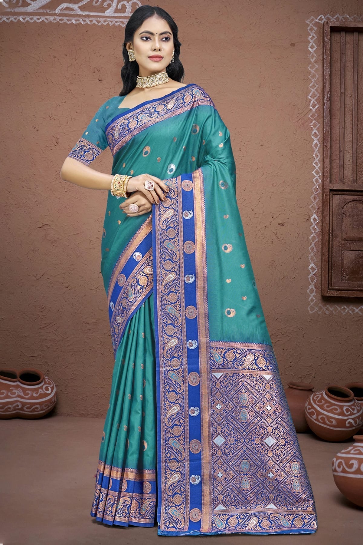 Sky Blue Colour Silk Woven Work Traditional Saree SD1102988