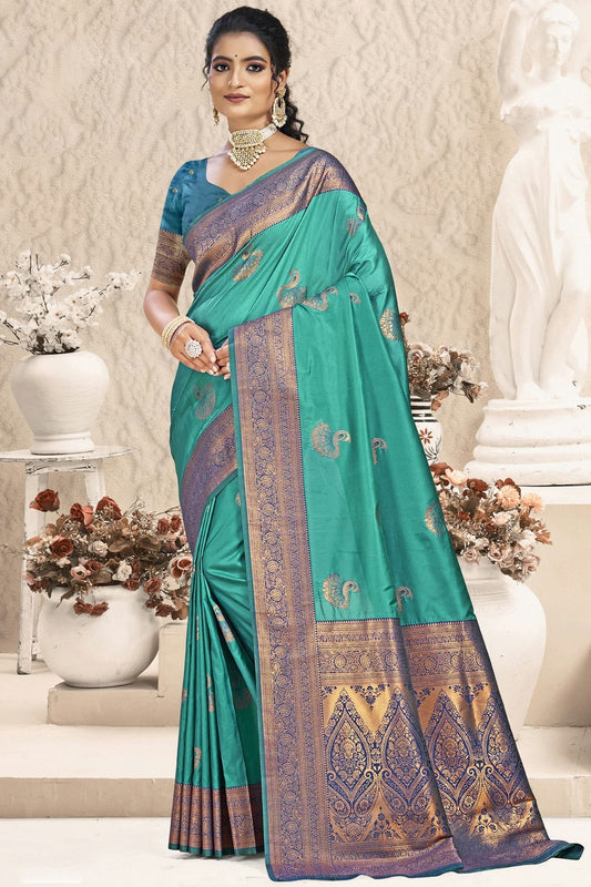 Sky Blue Colour Silk Woven Work Traditional Saree SD1103055