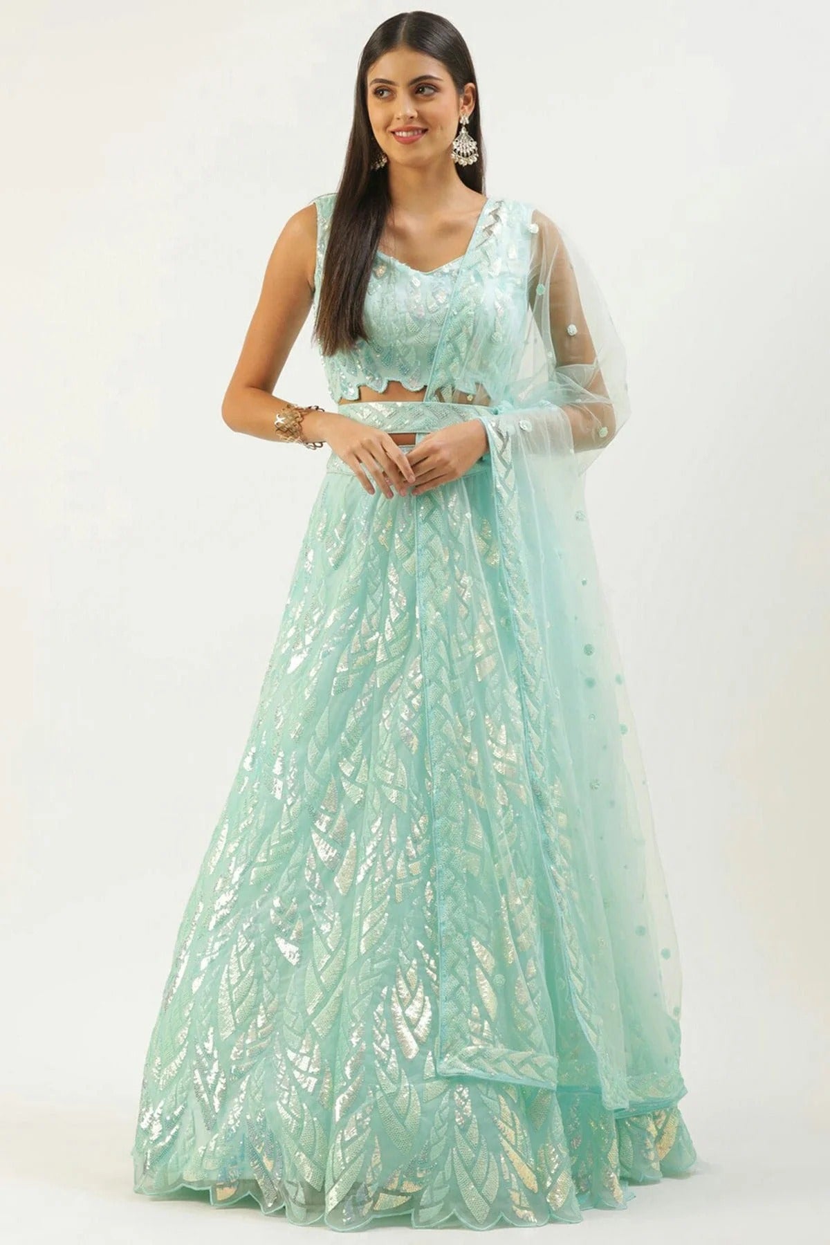 Sky Blue Colour Soft Net Lehenga Choli LC1010300
