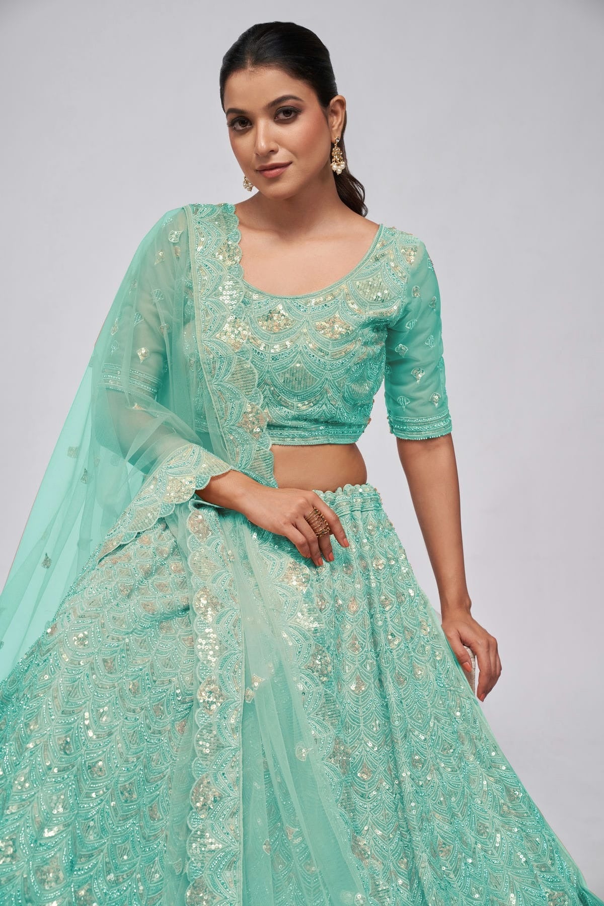 Sky Blue Colour Soft Net Lehenga Choli LC1030015 A