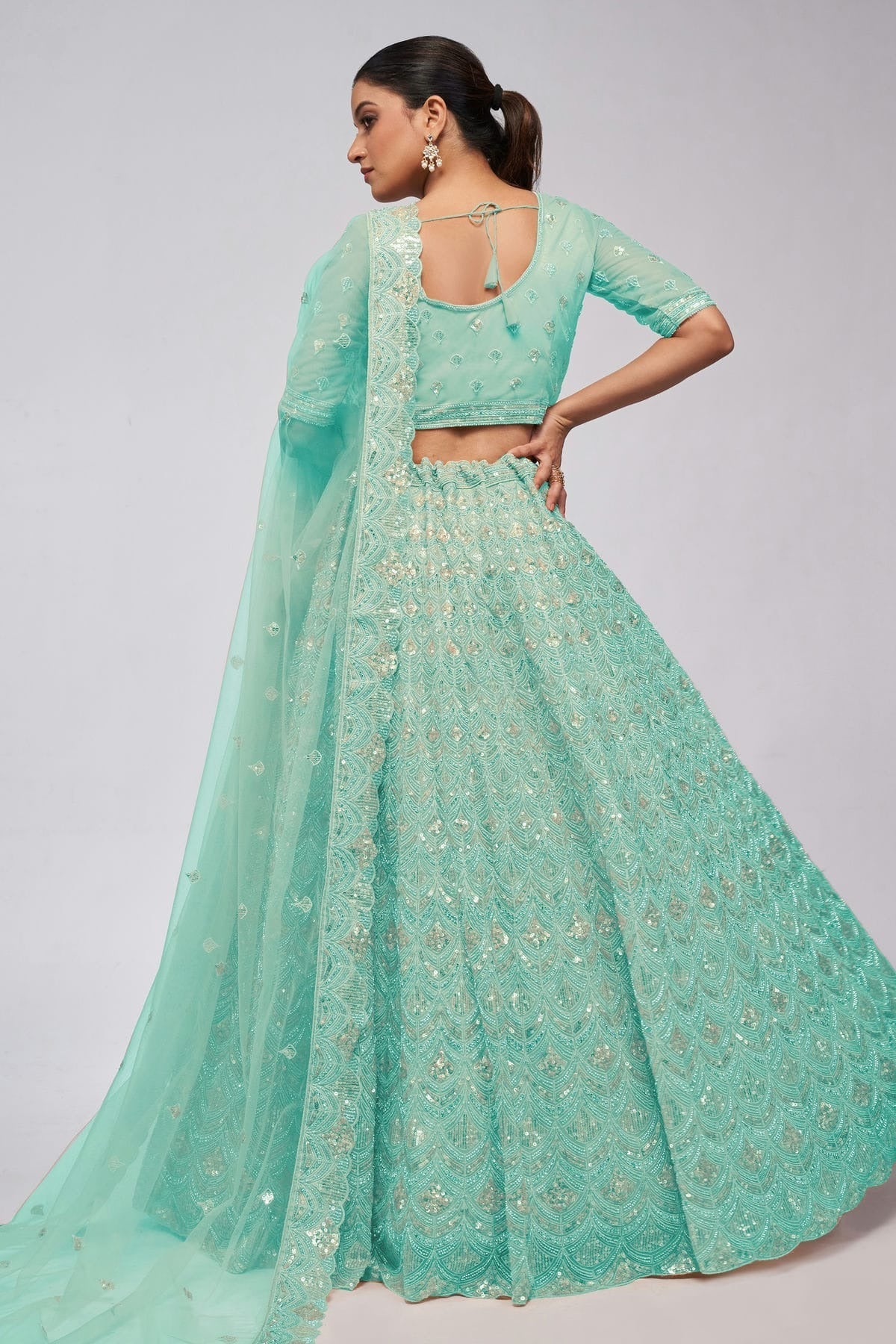 Sky Blue Colour Soft Net Lehenga Choli LC1030015 B