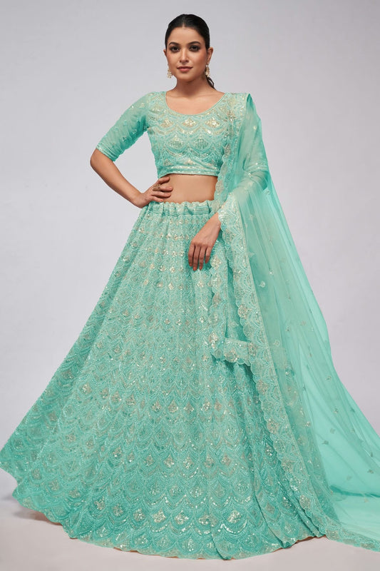 Sky Blue Colour Soft Net Lehenga Choli LC1030015