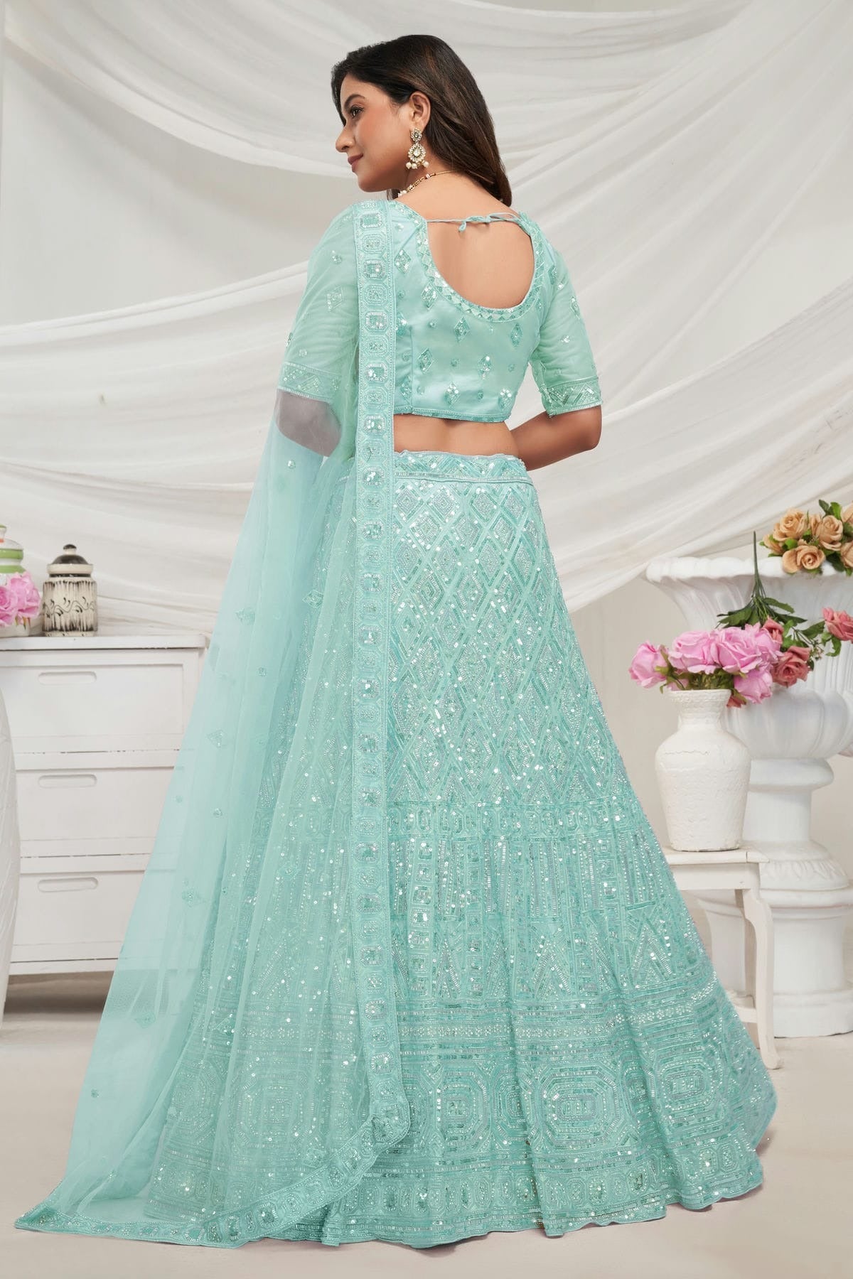 Sky Blue Colour Soft Net Lehenga Choli LC1030028 B