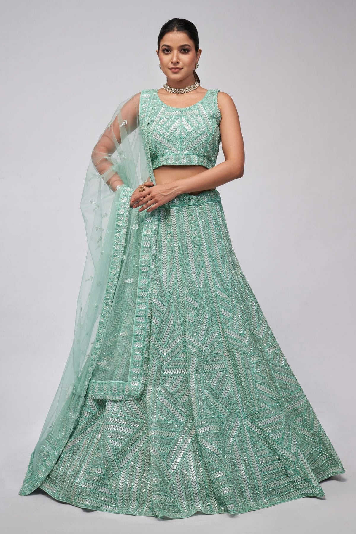 Sky Blue Colour Soft Net Lehenga Choli LC1030036