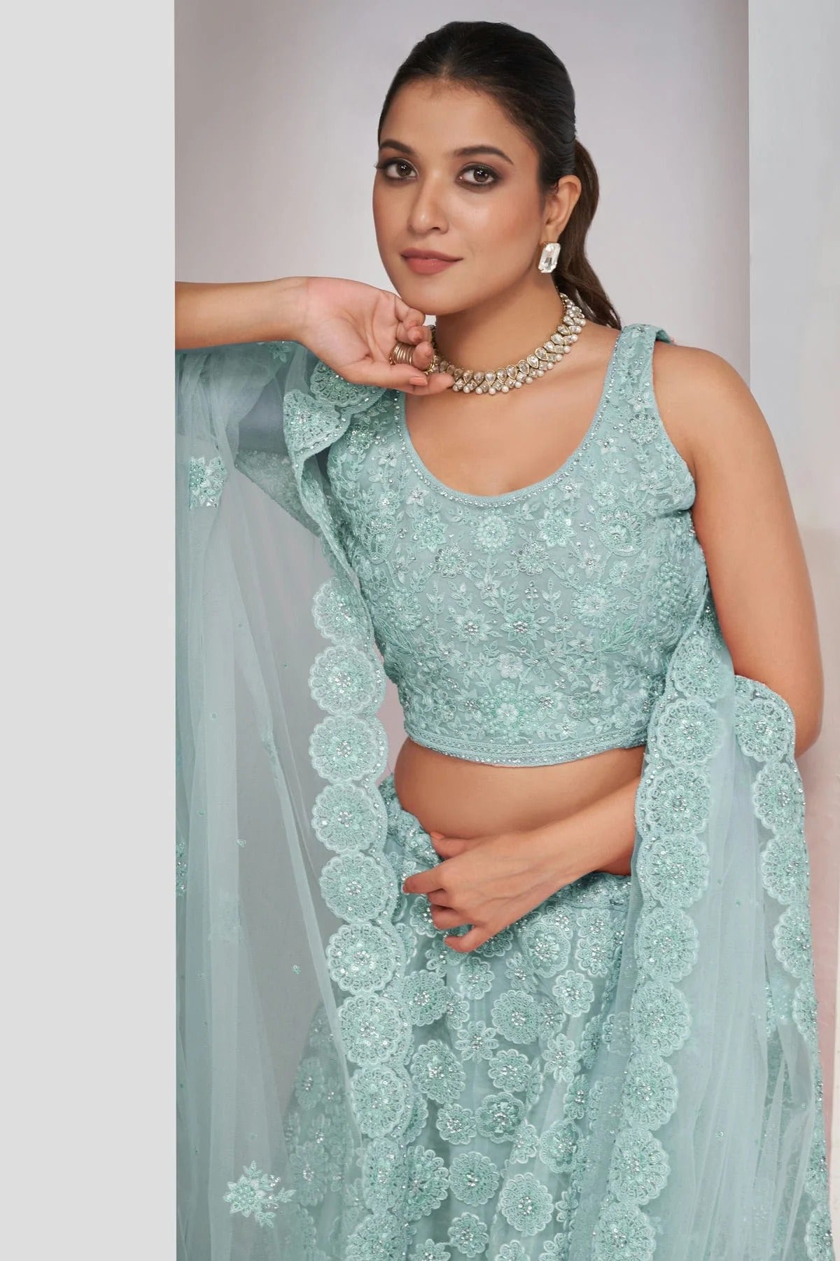 Sky Blue Colour Soft Net Lehenga Choli LC1030051 A