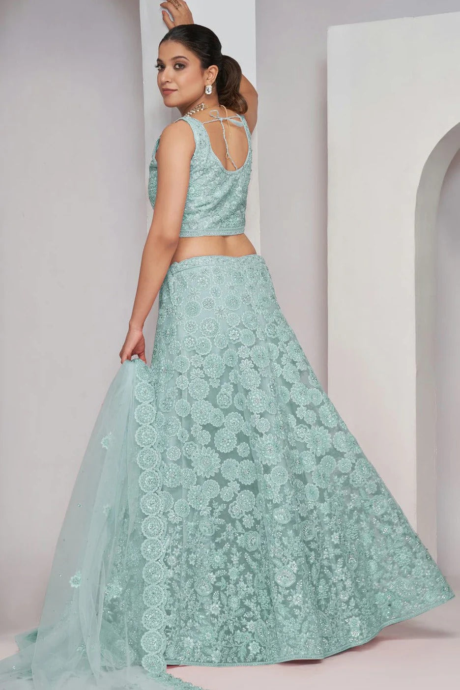 Sky Blue Colour Soft Net Lehenga Choli LC1030051 B