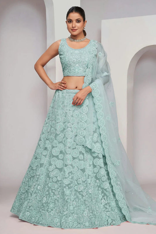 Sky Blue Colour Soft Net Lehenga Choli LC1030051