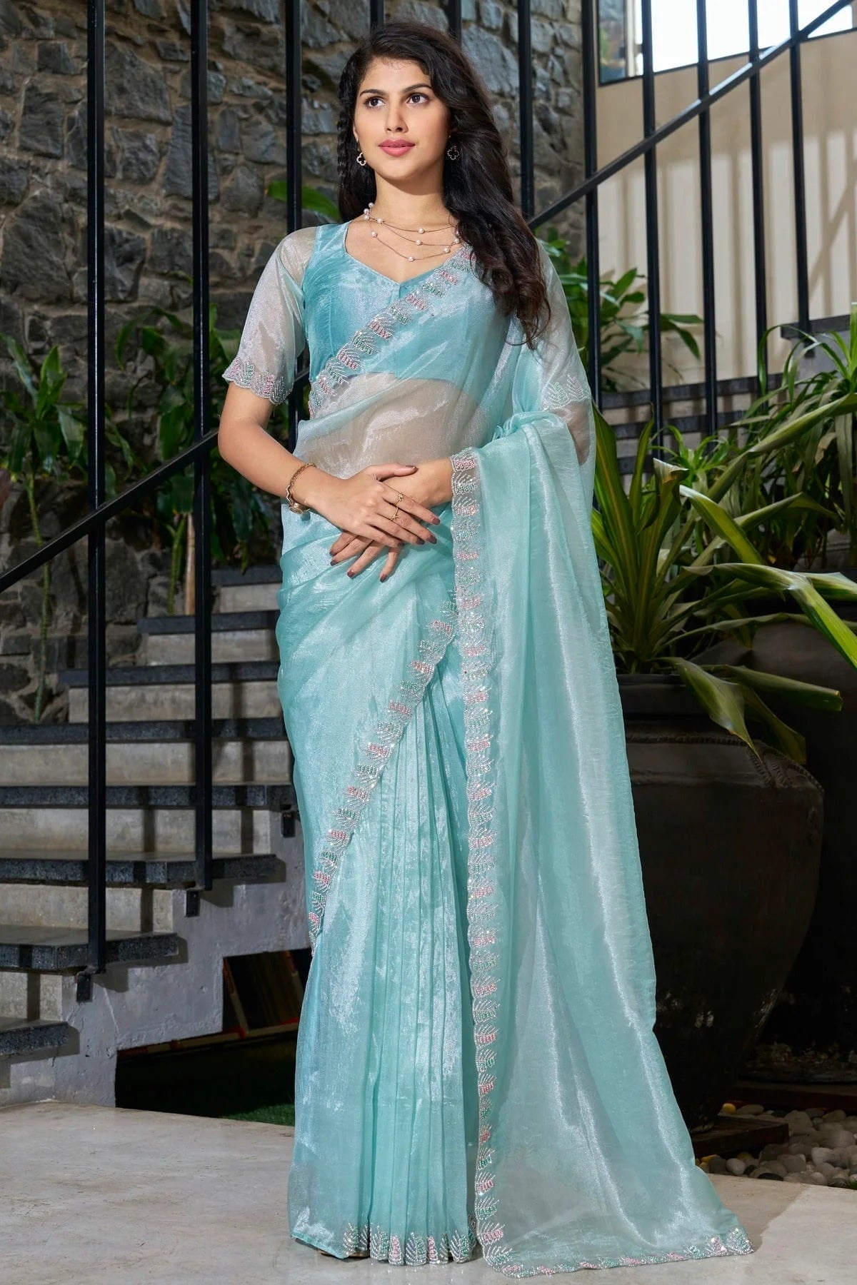Sky Blue Colour Soft Organza Designer Saree SD1121914