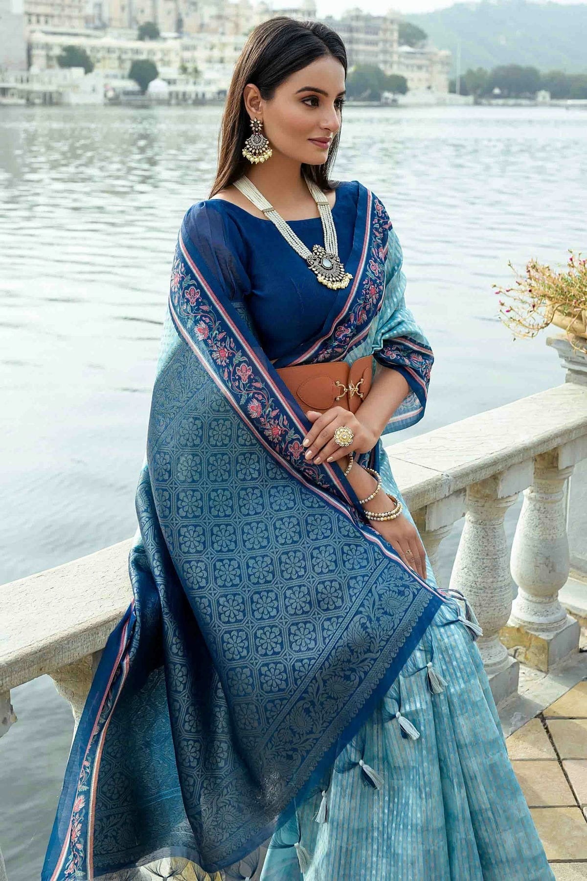Sky Blue Colour Soft Silk Designer Saree SD1113378 A