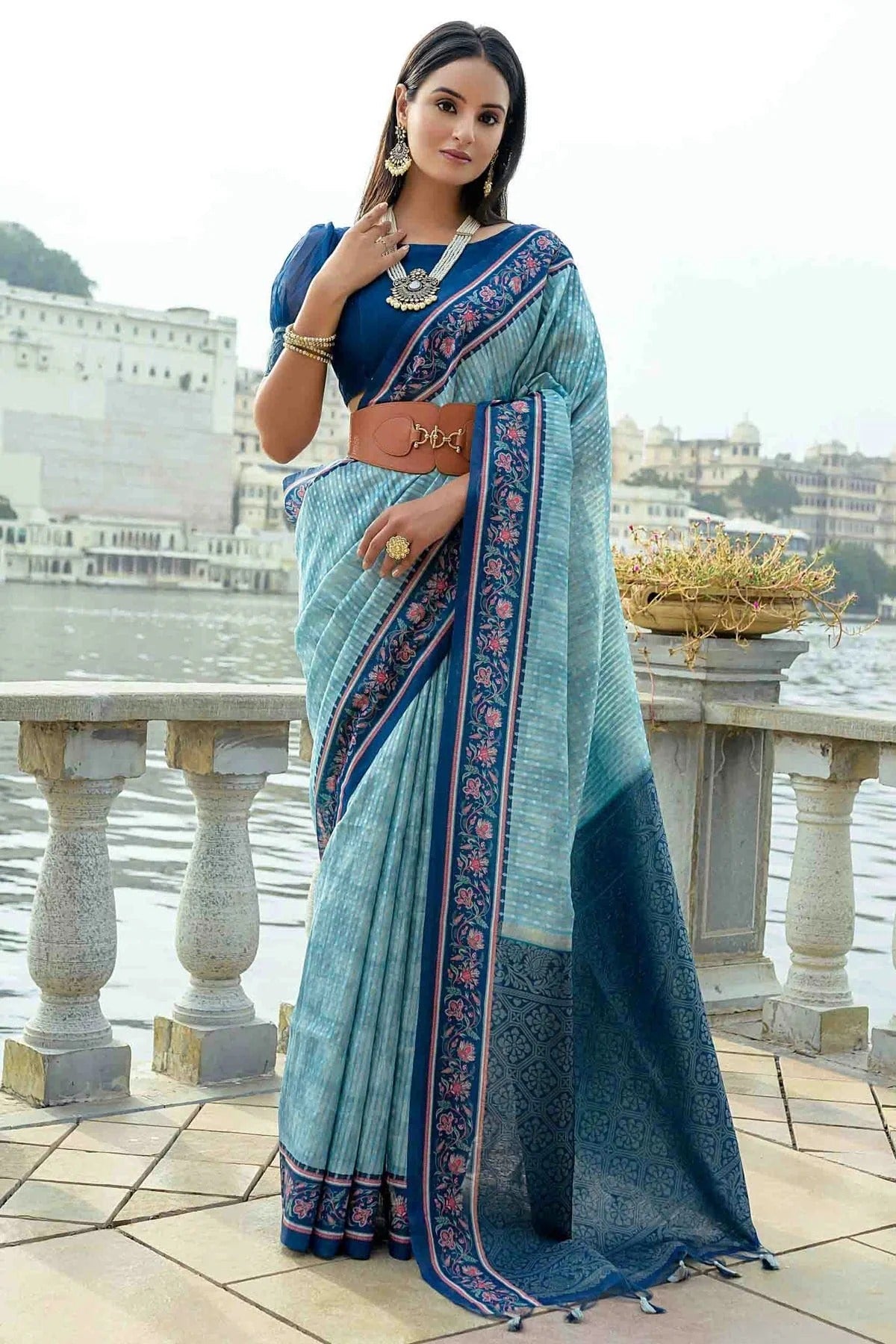 Sky Blue Colour Soft Silk Designer Saree SD1113378