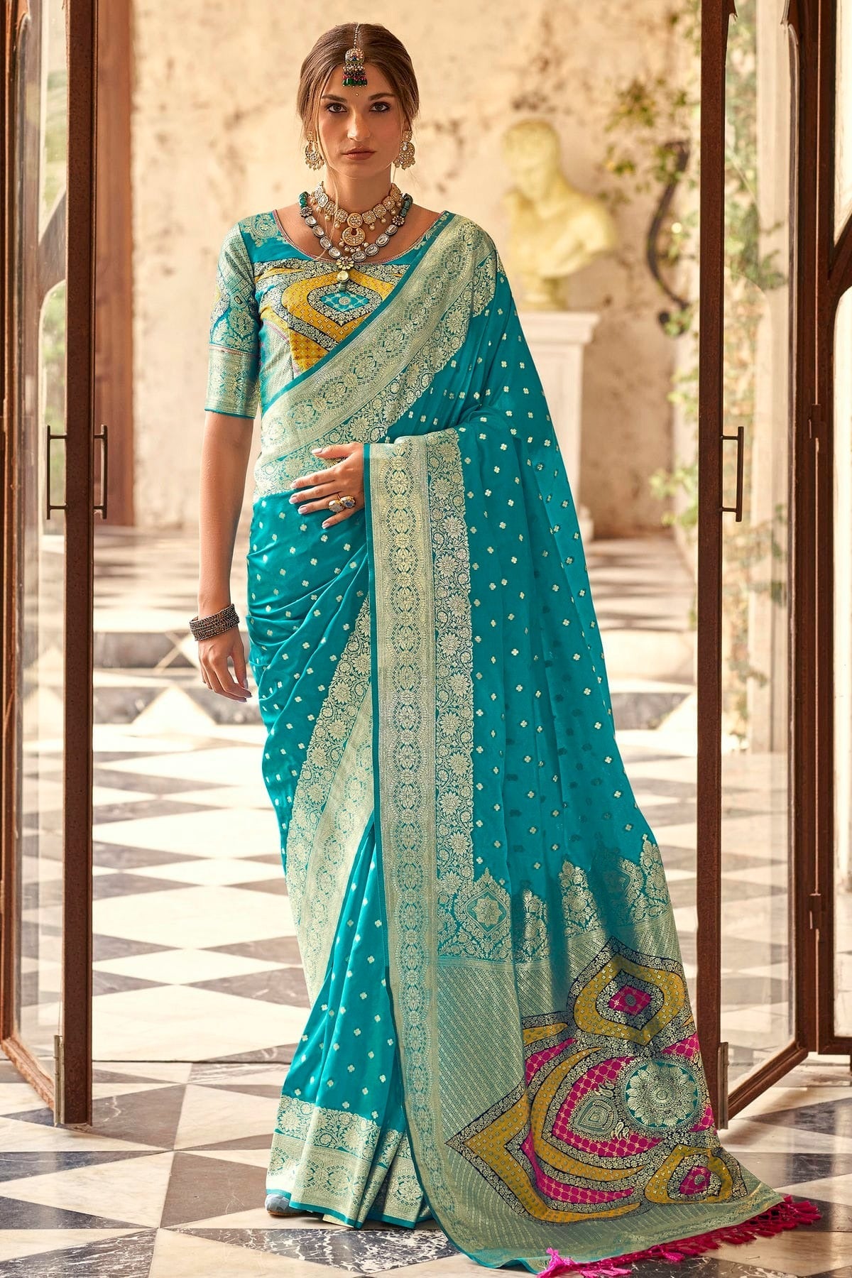 Sky Blue Colour Soft Silk Traditional Saree SD1290156