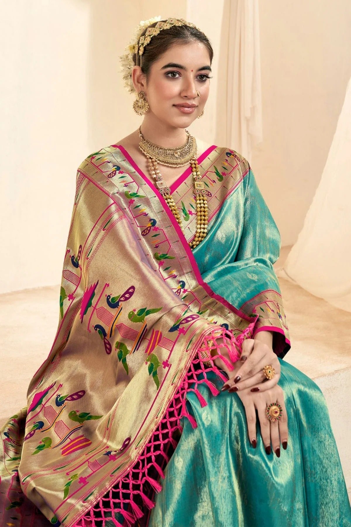 Sky Blue Colour Soft Tissue Silk Saree SD1110137 A