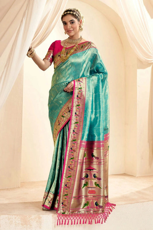 Sky Blue Colour Soft Tissue Silk Saree SD1110137