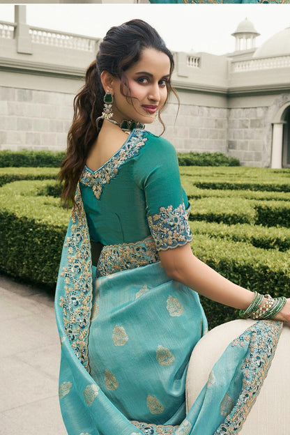 Sky Blue Colour Tissue Silk Designer Saree SD1290227 A